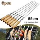 6PCS Stainless Steel Bbq Skewers With Wooden Handle For Outdoor Cooking. Fixed Price $23.99.