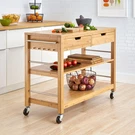 Trinity 48IN Bamboo Kitchen Island Cart Drawers Shelves Rolling Storage. Fixed Price $650.72.