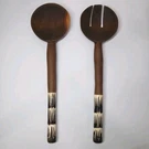 Decorative Bone Handle Wooden Salad Utensils African Kitchen Set Spoon Fork. Fixed Price $12.97.