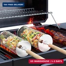 Ivtivfu Rolling Grill Basket, Removable Wooden Handle, 304 Stainless Steel, Nest. Fixed Price $38.38.