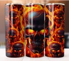 Fire Skull 3D Flaming Tumbler 20OZ Skinny Cup Mug Stainless Steel Personalize. Fixed Price $18.95.