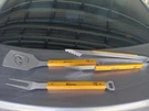 Sportula Three-piece Bbq Tool Set Stainless Steel Wood Handle Bottle Opener. Fixed Price $15.00.