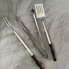 Cutco Bbq 3-PIECE Grill Set Tongs, Fork, Spatula With Long Handles #1709. Fixed Price $85.00.