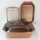 4PC Copper Chef Wonder Cooker Xl Set Roaster W/ Basket, Grill Pan & Glass Lid. Fixed Price $59.49.