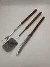 Vintage Wooden Handle Stainless Bbq Tools Made Usa: Fork, Spatula, Knife. Fixed Price $30.00.