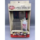 New Expert Grill Soft Grip 4 Piece Griddle Set 2 Spatulas Scraper/bottle. Fixed Price $10.00.