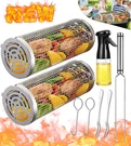 Rolling Grilling Baskets For Outdoor Bbq Net Tube Stainless Steel Large. Fixed Price $38.00.
