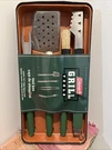 Vintage Coleman Grill Tool Set W Metal Box Meat Fork Spatula Basting Brush Unuse. Fixed Price $51.00.