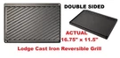 Lodge Cast Iron Reversible Barbeque Grill Griddle Double Sided 16.75" X 11.5". Fixed Price $22.95.