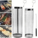 Zsflzs 2PCS Rolling Grilling Basket Outdoor Network Mesh Cylinder 12.2" + 11.8". Fixed Price $21.99.