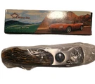 Vintage Power Star Stainless Folding Lockback Wood Handle Knife W/compass 9". Fixed Price $98.94.