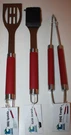 Living Concepts Red Stainless Steel Spatula Brush Tongs 3 Piece Bbq Grilling Set. Fixed Price $30.25.