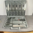 Camp Usa 18PC Stainless Steel Kitchen & Steak Knife Block Set W/ Shears Forks. Fixed Price $18.00.