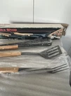 Cooks Shop 3 Piece Barbecue Tool Set Spatula, Fork &tongs Grill Cooking Outdoor. Fixed Price $32.04.