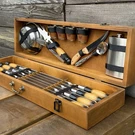 Osavul Premium Bbq Skewers Gift Set 8PC Stainless Steel Wooden Case Knife Flask. Fixed Price $192.60.