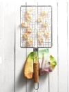 Food Network Stainless Steel Wood Large Grill Basket Flipper Lockable. Fixed Price $19.00.