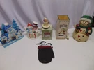 (6) Christmas Snowman Hersheys Cocoa Pot Light Up Figurine Chalkboard Box Holder. Fixed Price $7.49.