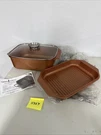 Copper Chef Wonder Cooker Xl Grill & Roaster Pan Set W/ Glass Lid 16 X10 X5. Fixed Price $54.95.