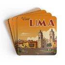 Visit Lima Peru, 4 Piece Cork Set, Retro Home Decor, Bar. Fixed Price $21.87.