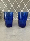 Boston Cobalt Blue Crisa Paneled Tumbler Cooler Glasses, 5 3/8" 16 Oz Exc!. Fixed Price $19.00.