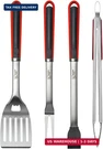 Double Two 4-PIECE Stainless Steel Bbq Tool Set Tong, Fork, Spatula, Brush. Fixed Price $36.56.