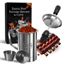 Bbq Sauce Pot And Basting Brush Set With 2 Cups For Grilling. Fixed Price $18.00.