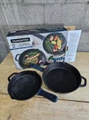 Pack Tramontina Pre-seasoned Cast Iron Skillet & Grill Pans 10" 12". Fixed Price $29.99.