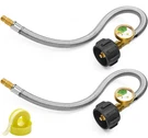 15 Inch Rv Propane Hoses With Gauge, 1/4 Male Inverted, Stainless Steel B. Fixed Price $31.67.