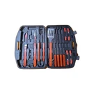 Bbq Grill Tool Set W/ Wood Handles & Carrying Case Knives, Spatula, Tongs .... Fixed Price $19.88.