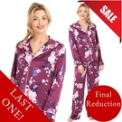 Sexy Silky Mat Satin Purple Big Bloom Floral Pjs Pyjamas Set Plus Size 18 20. Fixed Price $25.02.