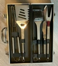 New Stainless Steel Bbq Grill W/ Aluminum Travel Case Total Of 8 Pieces. Fixed Price $26.98.