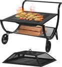 Outdoor Pit With Wheels And Log Rack, Portable Fireplace Wood Burning For. Fixed Price $186.99.