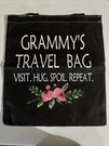 Grammys Travel Bag Floral Black Canvas Tote Visit. Hug. Spoil. Repeat Gift. Fixed Price $9.00.