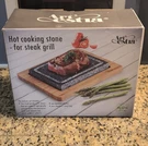 Artestia AR-88022 Hot Cooking Stone Granite Grill Set Bamboo Tray 8.4X6.5". Fixed Price $35.00.