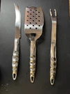 Bbq Fork, Knife And Spatula Set, Stainless Steel. Fixed Price $20.00.