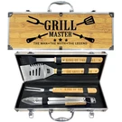 Wooden Bbq Grill Accessory Kit Stainless Steel Utensils Portable Bag. Fixed Price $60.17.