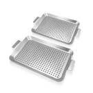 Pan Set Of 2, Topper For Outdoor Grill, Stainless Steel Roasting .... Fixed Price $28.78.