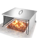Vevor Fire Pit Heat Deflector 25X25X14 Outdoor Burner Cover Stainless Steel. Fixed Price $69.99.