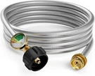 Nupick 12FT Propane Hose With Gauge, Adapter 1LB To 20LB, Stainless. Fixed Price $64.99.