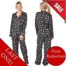 Sexy Silky Mat Satin Black Dragonfly Floral Pjs Pyjamas Set Plus Size 18 20. Fixed Price $25.02.