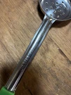 Acorn Stainless Steel Skimmer Green Plastic Handle No. 70 Cooking Utensil. Fixed Price $12.00.