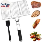 Bbq Fish Basket With Basting Brush 20.5"X13.5" Lockable Nonstick Grillin. Fixed Price $27.00.