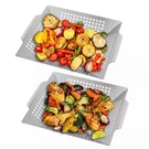 2-PACK Heavy Duty 304-STAINLESS Steel Flexible Grill Baskets Nonstick Bbq Meat. Fixed Price $31.49.