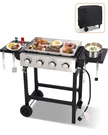 Propane Gas Griddle 4-BURNER Flat Top Grill With Wheel Cover For Outdoor. Fixed Price $149.99.