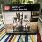 Tablecraft-farmhouse Collection Mason Jar Cutlery Holder Set. Fixed Price $31.00.