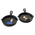 Vintage Mini Cast Iron Skillet Amish Woman Silhouette Hand Painted Black Pan. Fixed Price $27.00.
