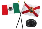 Florida State And Mexico Country Flag 4"X6" Desk Set Table Stick Black Base. Fixed Price $9.88.