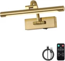 Rechargeable Wireless Brass Picture Lights With Remote & Timer, 12 Inch. Fixed Price $52.99.