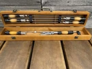 Light Bbq Skewer Gift Set 4PC Oak Handle Double Compact Wooden Case. Fixed Price $153.00.