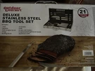 Outdoor Gourmet Deluxe 21 Piece Stainless Bbq Tool Set, With Case New. Fixed Price $24.99.